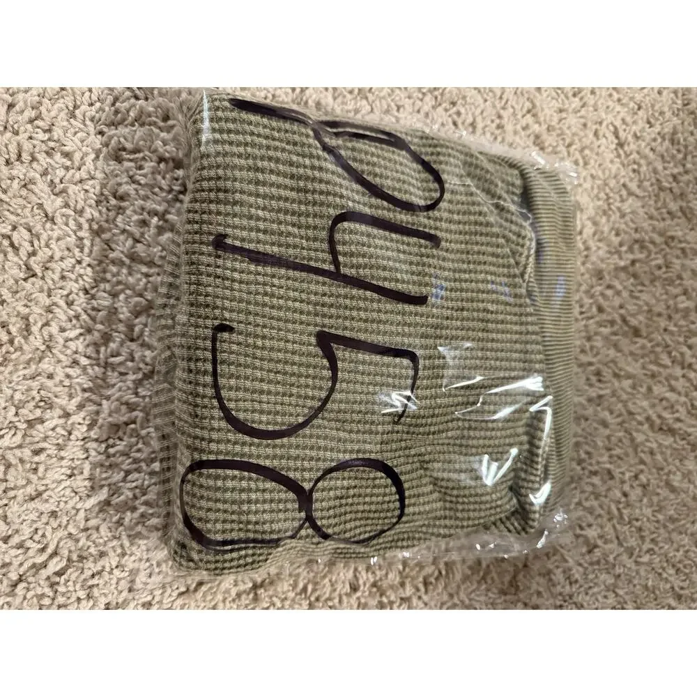 FP One Free People Olive Green Waffle Knit Cropped Lace Up Long Sleeve L